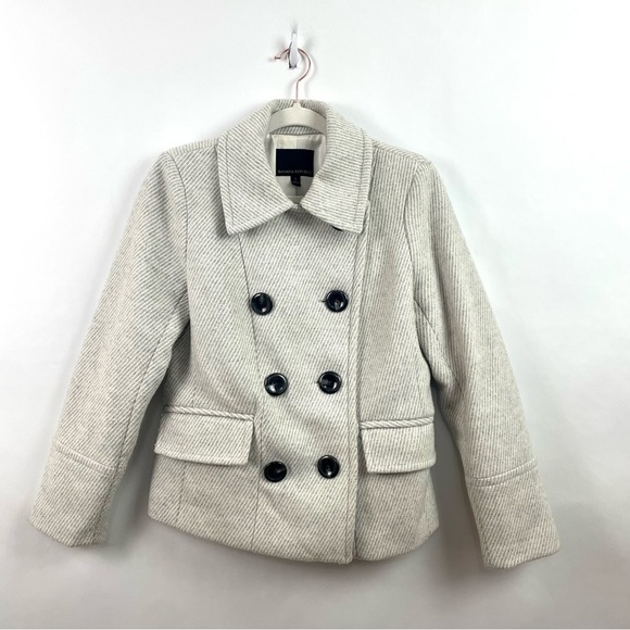 Banana Republic Jackets & Blazers - Banana Republic Pea Coat Y2K Lined Gray Striped Pockets Small